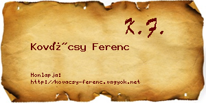 Kovácsy Ferenc névjegykártya