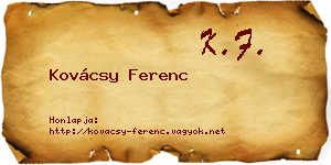 Kovácsy Ferenc névjegykártya