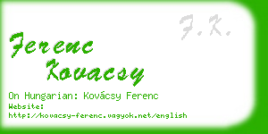 ferenc kovacsy business card